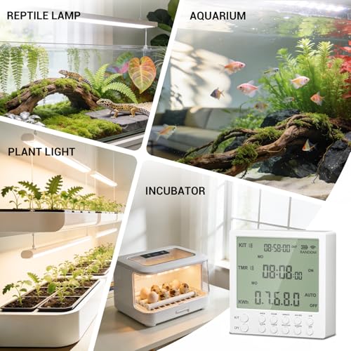 Wireless Digital Timer Outlet Remote Control, Expandable Rf System (Controller + 2 Plugs) With Energy Monitor, Rechargeable Timer 19 On/Off Programs For Indoor Holiday Lights, Aquarium, Grow Lights