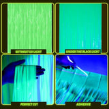 4 Pack Glow In The Dark Party Supplies 3.3X6.6 Feet Neon Party Decorations Neon Foil Fringe Backdrop Curtains Tinsel Streamers Backdrop Glow In The Dark Stars(Green, Rose Red, Yellow, Orange)