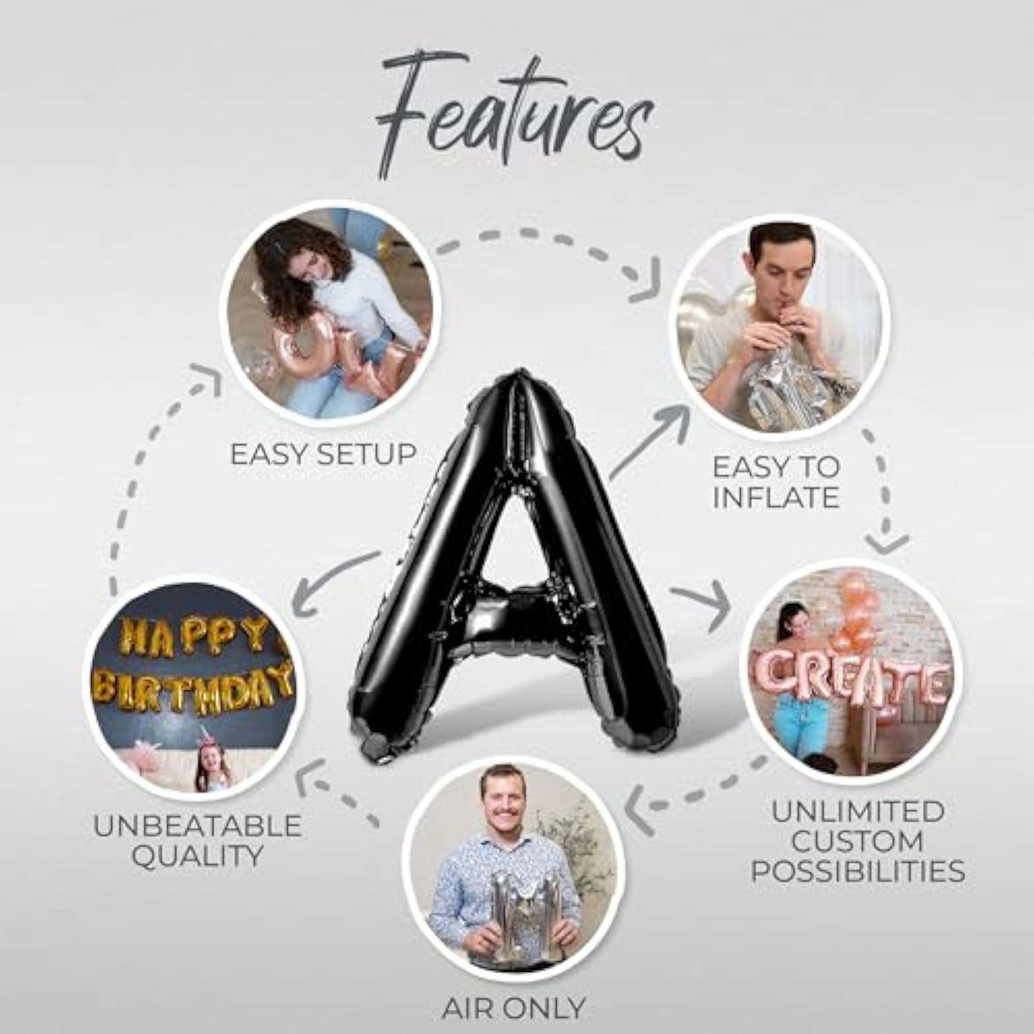 Letter Balloons "Til Death To Us" 16" Foil Mylar Alphabet for Halloween Party