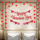 Happy Valentine'S Day Decorations Red Heart Banner Kit For Galentines Wedding Anniversary Birthday Party Supplies Home Window Décor