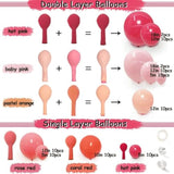 Pink & Rose Red Balloon Garland Kit with Macaron Orange Double-Stuffed Balloons for Parties