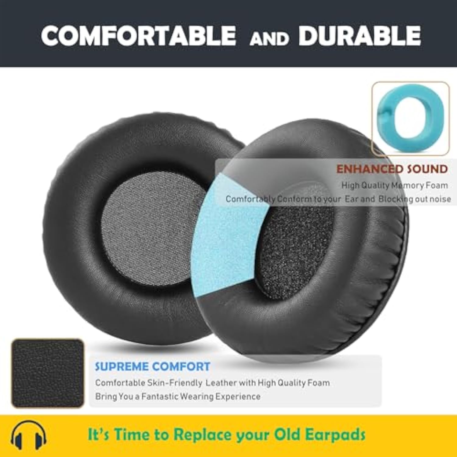 Hsc017 Earpads Replacement Cushion Compatible With Jabra Hsc016 Hsc017 Hsc018W Hsc012 Headsets Ear Covers With Protein Leather (60Mm)