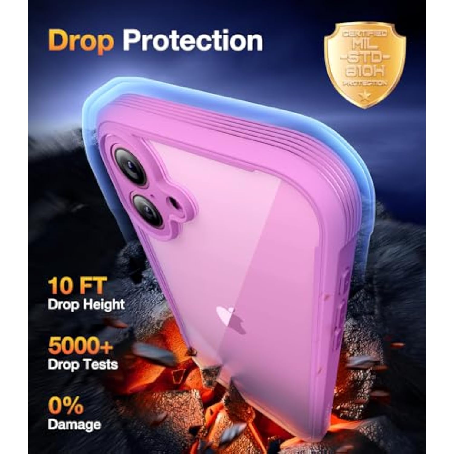Designed For 16 Case, Full Body Rugged Case With Built-In Touch Sensitive Anti-Scratch Screen Protector, Upgraded [Full Camera Protection] For 16 6.1" (Pink)
