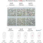 7200 Pieces 6 Mixed Sizes Glue Fix On Glass Rhinestones Round Crystal Gems Flatback For Diy Jewelry Making With One Picking Pen (6-Sizes 7200Pcs, Crystal Ab)