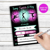 Jump Tumble & Play Birthday Invitations, Neon Pink Foil Gymnastic Birthday Party Invites Decorations, Birthday Party And Events Supplies, 20 Fill-In Invites Cards With Matching Envelopes?Yqk-B03?