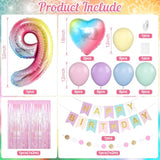 Pastel Rainbow 9th Birthday Décor Set with Number Balloon & Banner