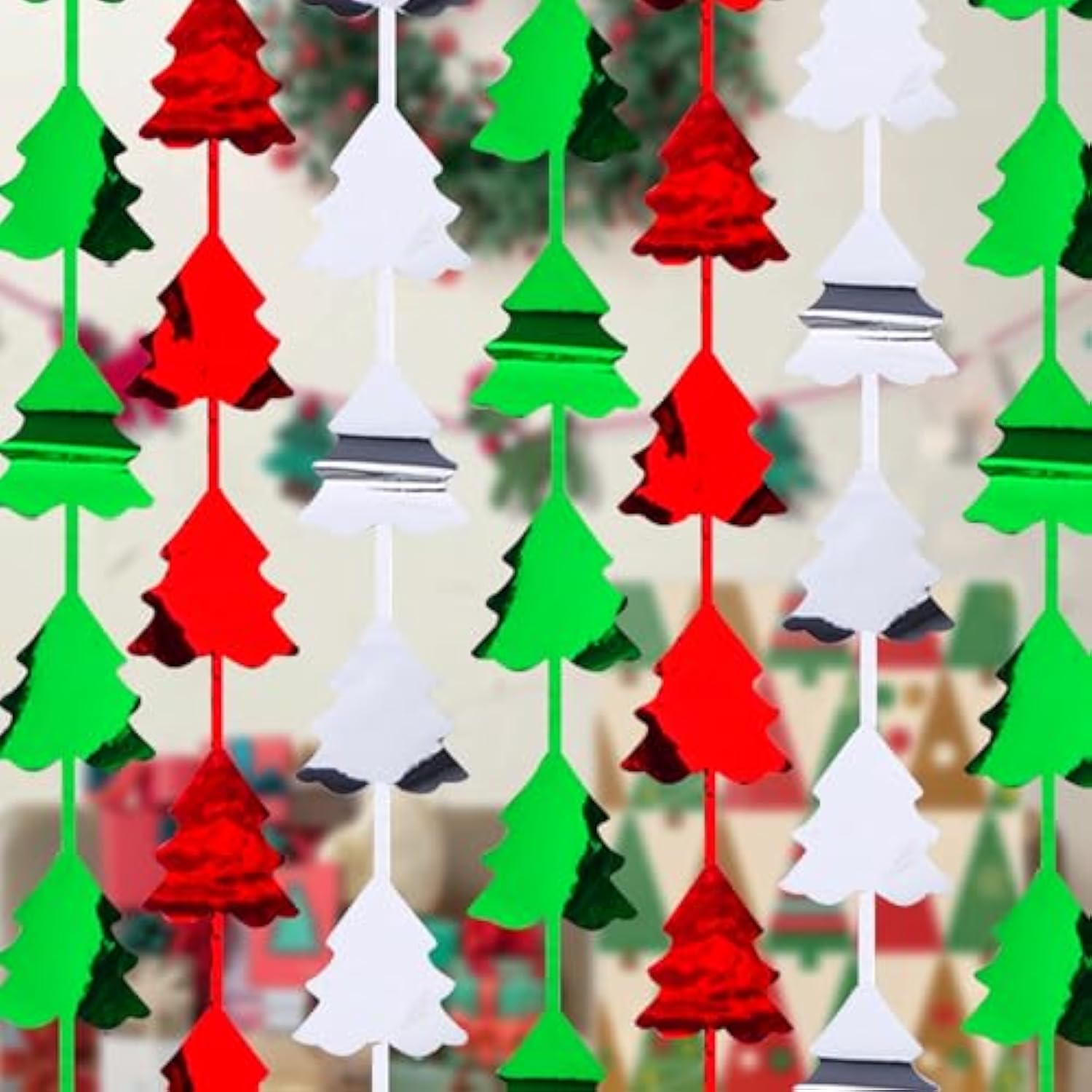 Mega-L 2 Pack Christmas Foil Fringe Curtains Red Silver Green Party Decor