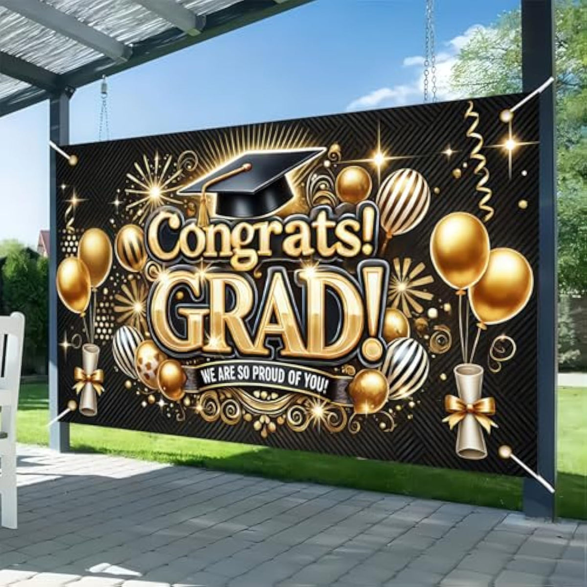 Class Of 2025 Graduation Decorations Banner Party Hanging Banner Gold And Black Graduation Backdrop Supplies Banner Congratulations Graduation Banner For Graduation Party Decoration