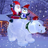 7Ft Lighted Christmas Inflatable Polar Bear With Santa Claus And Penguine Christmas Decoration For Christmas Party Yard
