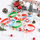 20 Pieces Merry Christmas Rubber Bracelets Silicone Wristbands For Holiday Party Goodies Bags Stuffers Filler Favors Classroom Prizes School Class Exchange Supplies