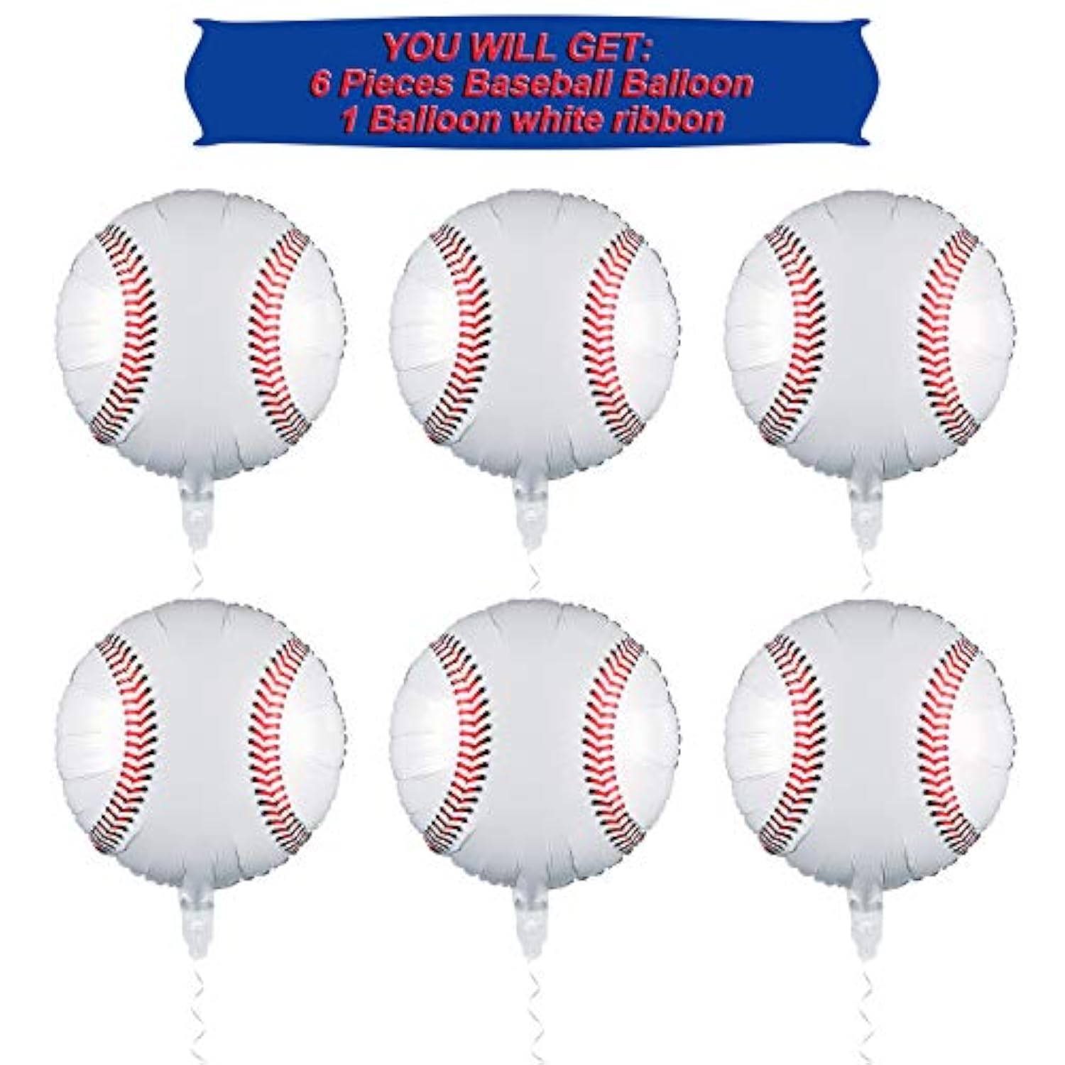 6 Pack 18 Inches Baseball Balloons Baseball Party Decorations Foil Balloons For Birthday Sports Party Favors Decoration Supplies