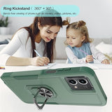 For Moto G Power 5G 2023 & Moto G 5G 2023 Case With Tempered Glass Screen Protector, Heavy-Duty Tough Rugged Phone Case Cover With Ring Holder Kickstand [Dark Green]