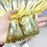 Gold Tinsel Streamers 2 Pack 3.2x8.2ft Metallic Party Backdrop