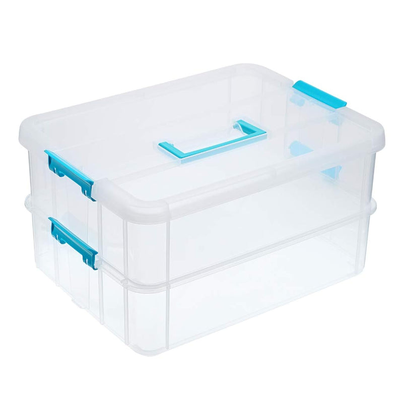 2 Layer Stack & Carry Box, Plastic Multipurpose Portable Storage Conta