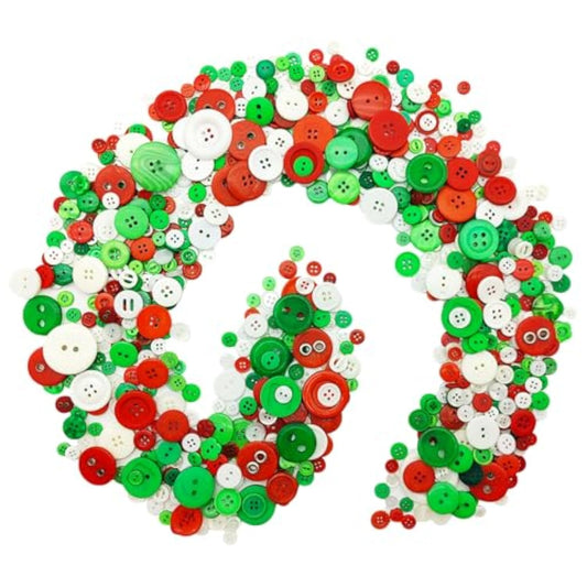 1600Pcs Chrismas Buttons Red Green White Buttons For Crafts Assorted S