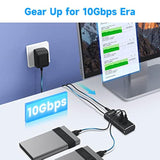 Powered Usb Hub, 4 Ports Usb 3.1/3.2 Gen 2 Hub 10Gbps With 3.3Ft Data Cable, 5
