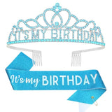 Birthday Crowns For Women - Its My Birthday Sash And Crown Set For Adult Women - Party Decorations And Gifts (Blue)