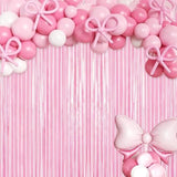 Thicken Pastel Pink Streamers - 2 Pack 3.3X6.6 Ft - Pink Tinsel Foil Fringe Backdrop Curtains For Valentines Day/Galentines Day/Baby Shower/Birthday Party Decorations