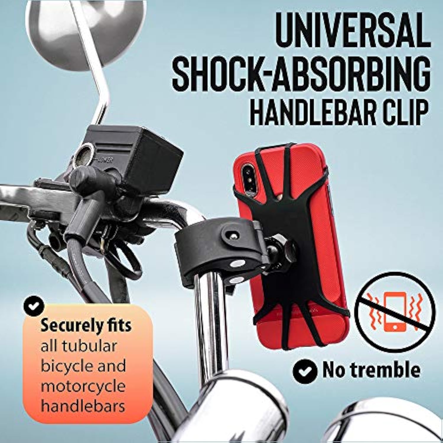 Upgraded 2024 Bicycle & Motorcycle Phone Mount - The Most Secure & Reliable Bike Phone Holder For Iphone, Samsung Or Any Smartphone. Stress-Resistant & Highly Adjustable. X10 To Safeness & Comfort