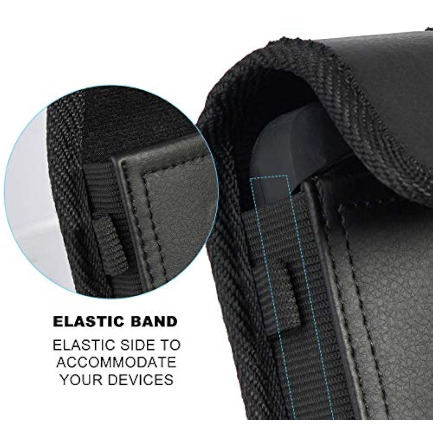 Case for Kyocera Flip Phone, Nakedcellphone Black Vegan Leather Vertical Pouch [with Belt Loop, Metal Clip, Magnetic Closure] for DuraXV Extreme E4810, DuraXV LTE E4610, DuraXE Epic E4830, DuraXTP