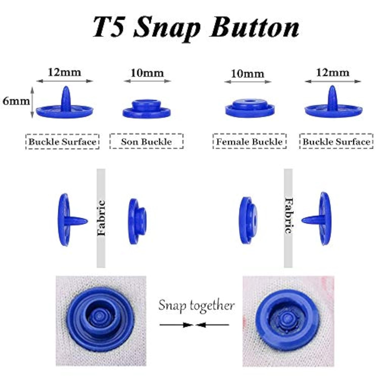 408 Sets Plastic Snap Buttons T5 Kam Snaps Fastener Kit For Craft Diy,