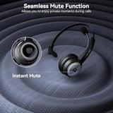 Bluetooth 5.0 Headset, Wireless Headset With Microphone (Ai Noise Cancelling), 35Hrs Bluetooth Headphones With Usb Dongle For Pc, Suitable For Remote Work/Call Center/Zoom/Online Class/Trucker