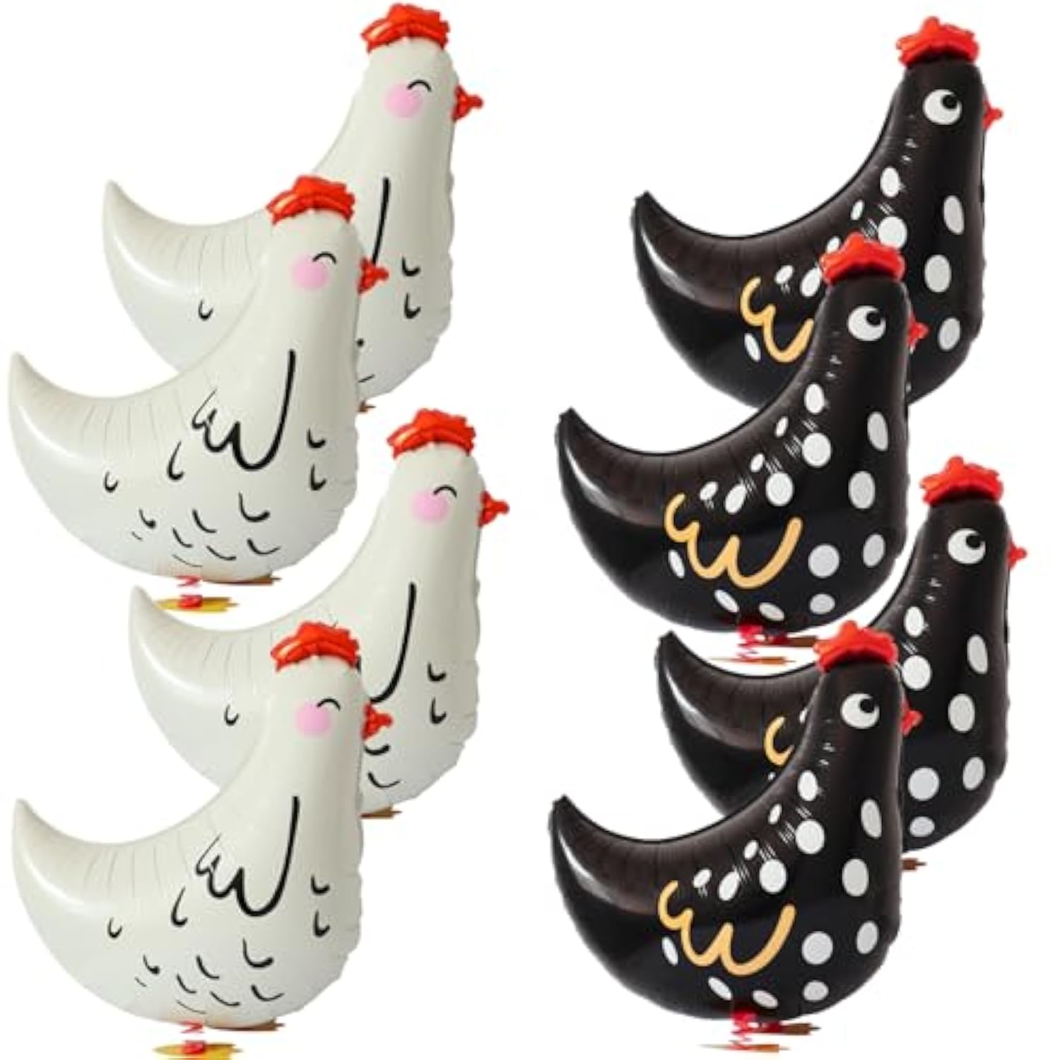 8Pcs Walking Chicken Animal Balloons,White And Black Chicken Walking Balloons Animals Birthday Party Decorations Supplies