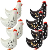 8Pcs Walking Chicken Animal Balloons,White And Black Chicken Walking Balloons Animals Birthday Party Decorations Supplies