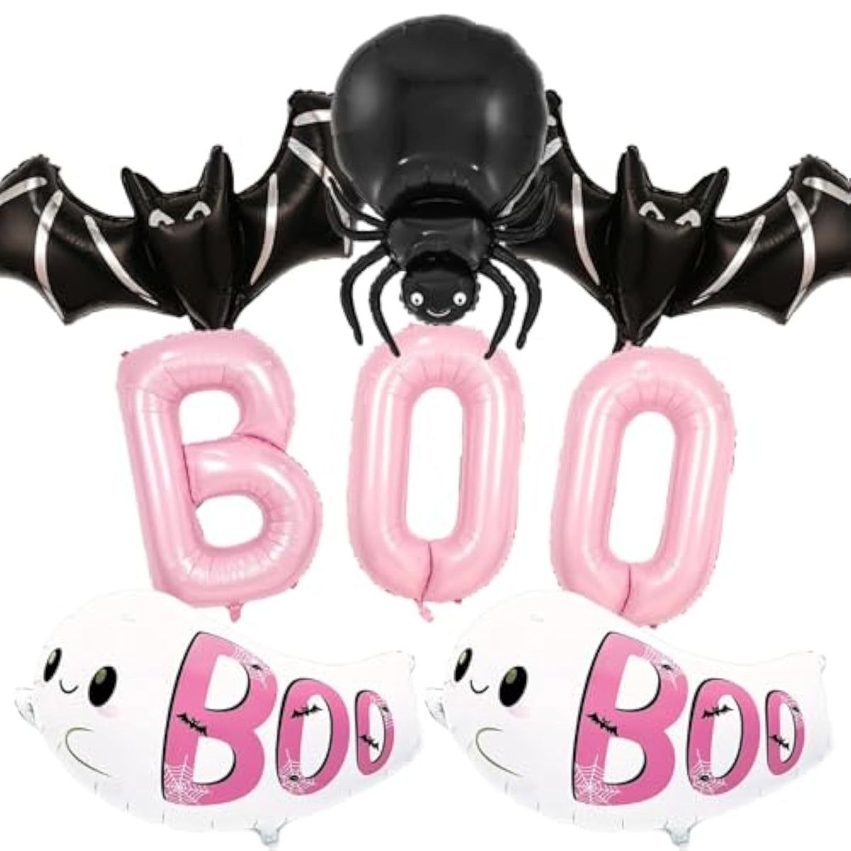 8pcs Halloween Bat Spider Boo Balloons Set Pink Foil Balloon Party Birthday Decorations