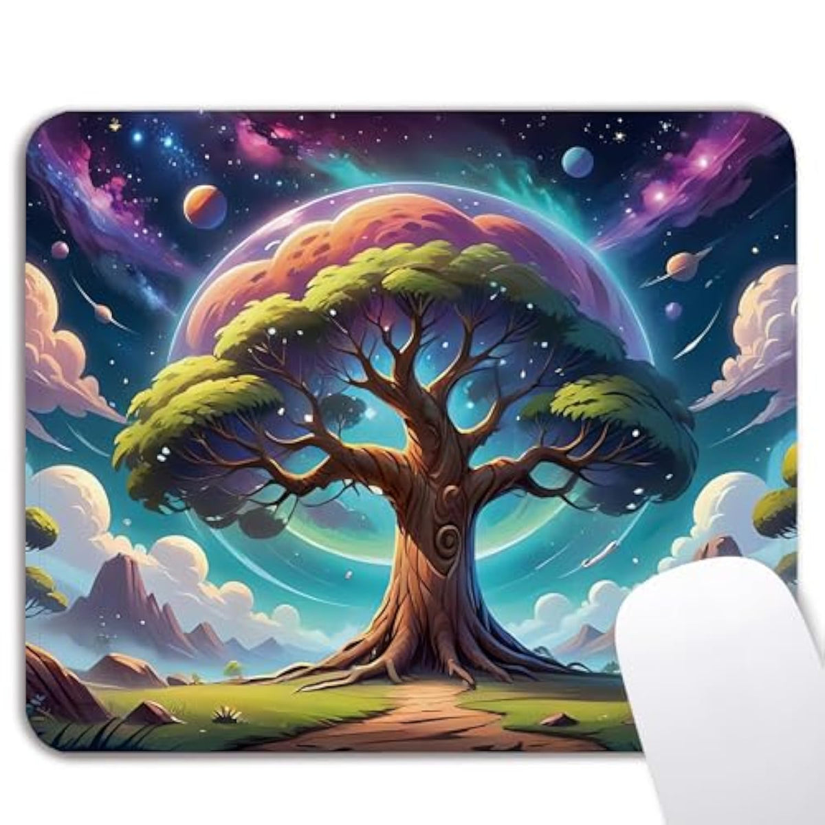 Tree Of Life Gaming Mouse Pad, Galaxy Space Universe Gifts For Office Desk Decor Accessories, Waterproof Non-Slip Rubber Base Cool Mousepad For Wireless Mouse 7.9X9.5 Inch