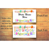Birthday Party Place Cards - 25 Happy Birthday Guest Seating Name Cards - Party Table Tents - Name Cards (Balloons & Confetti)