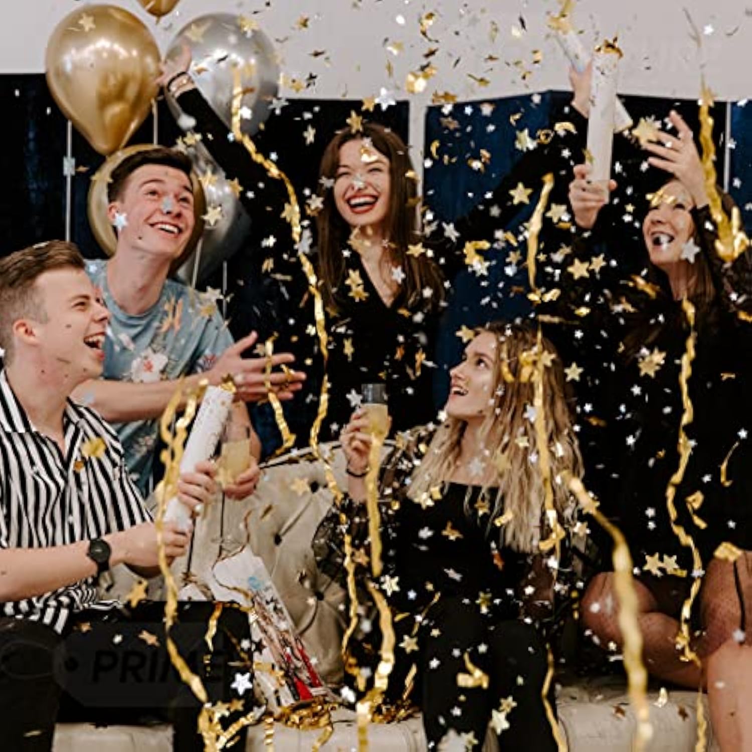 6pcs Gold Star Confetti Cannons Party Poppers for New Year 2026 Celebration