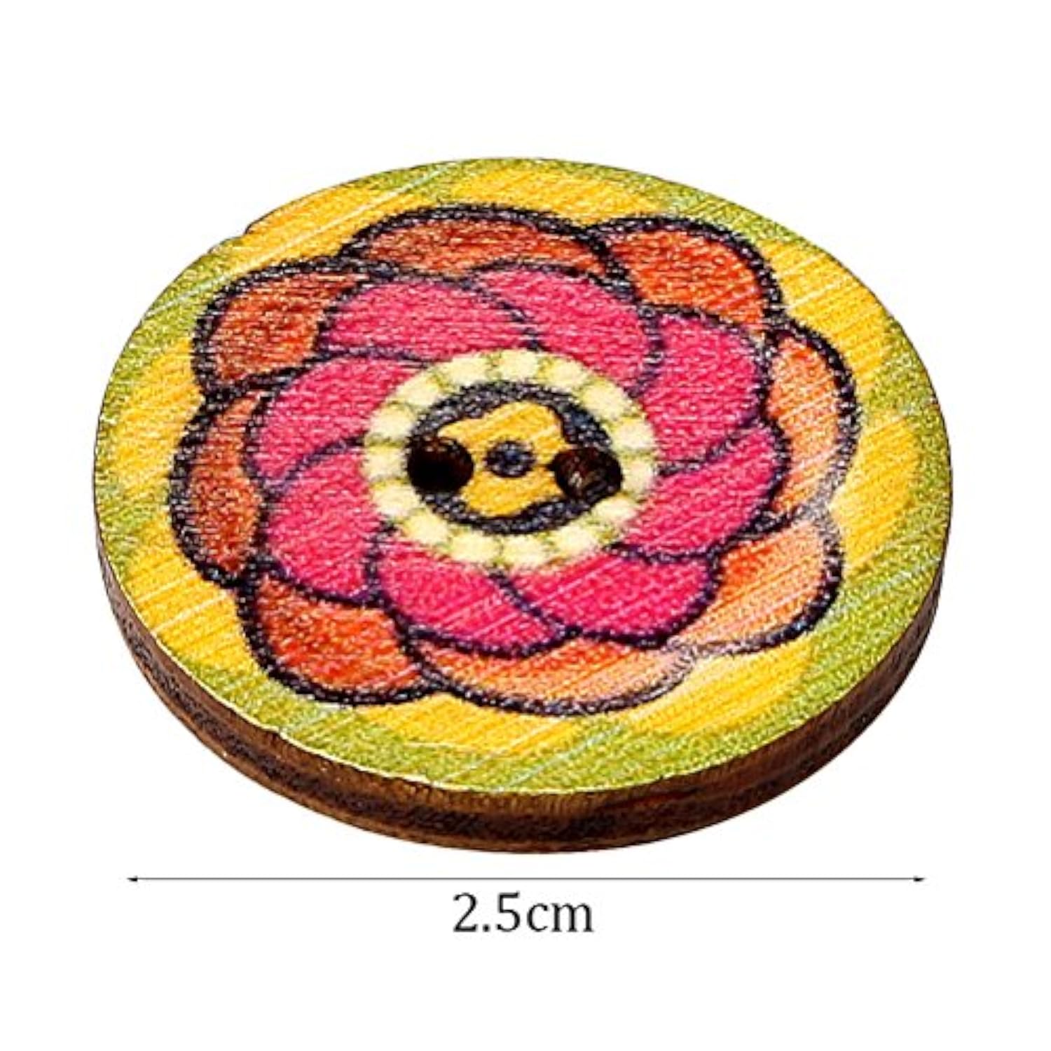 100 Pcs Mixed Color Wood Buttons, Eubags 1 Inch Natural Round Shapes R