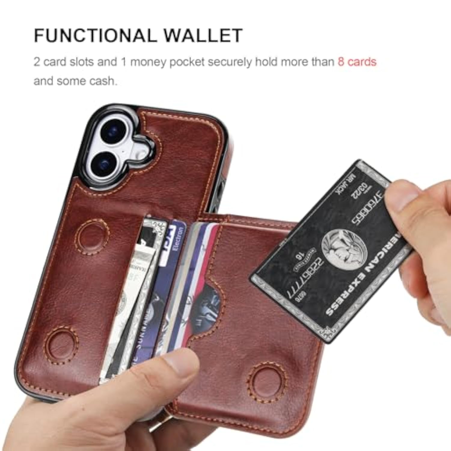 Leather Wallet Case for iPhone 17 with Credit Card Holder and Money Pocket