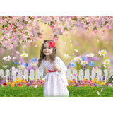 7X5Ft Spring Backdrop Pink Flower Garden Photography Backdrop Easter Decor Banner Kids Children Birthday Banner X-211