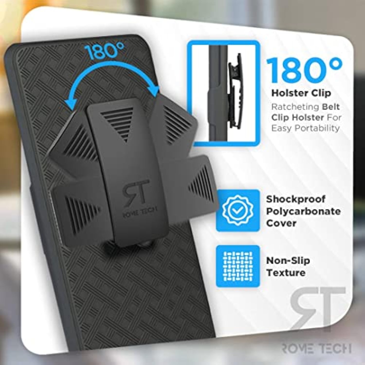 Designed For Samsung Galaxy S22 Case With Belt Clip Holster - Kickstand Cover Phone Case - Black