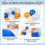 135Pcs Blue Balloon Garland Arch Kit, Diy Blue Orange Nude White Dog Bone Paw Print Balloons For Theme Baby Shower Anniversary Birthday Party Decorations