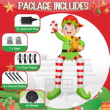 10Ft Christmas Inflatable Outdoor Decoration, Giant Sitting Elf Inflatable Christmas Decorations Outdoor With Built-In L