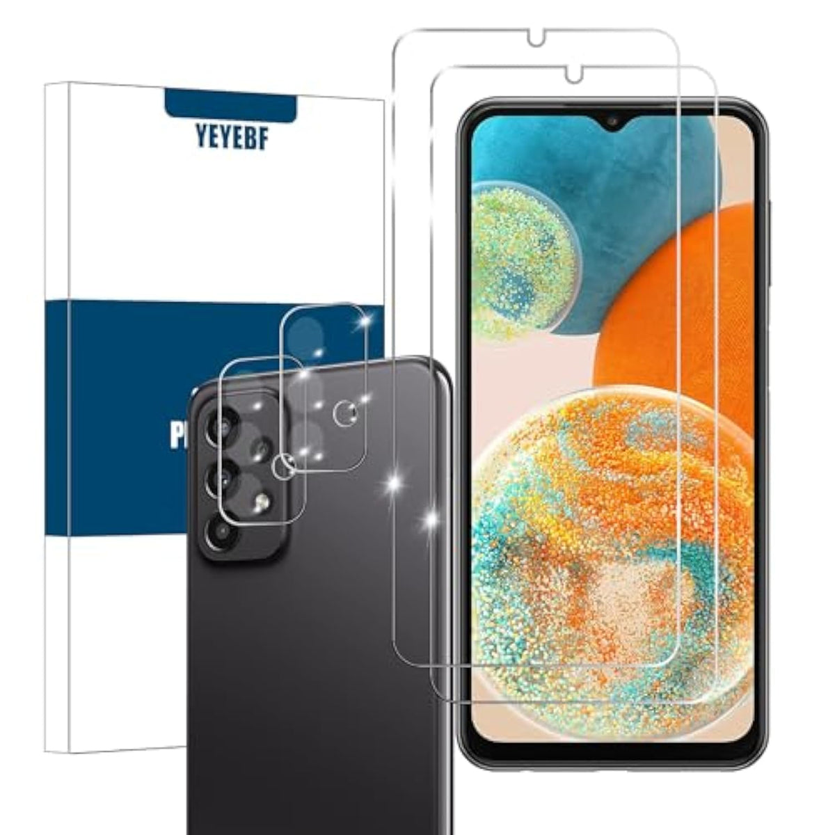 Galaxy A23 Hd Clear Tempered Glass Screen Protector+Camera Lens Protectors, [2+2 Pack] [Anti-Scratch][Case-Friendly] Screen Protector Glass For Samsung Galaxy A23