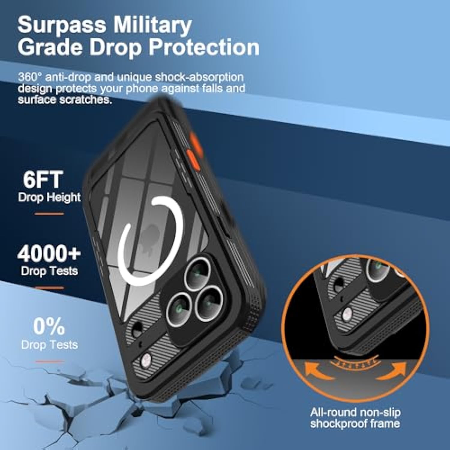 For Iphone 17 Pro Max Waterproof Case, With Built-In Screen Protector Dustproof Shockproof [Compatible With Magsafe] Full Body Underwater Protective Phone Cover For Iphone 17 Pro Max 6.9" (Black)