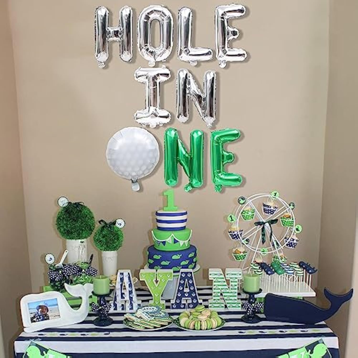 Hole In One Golf 1St Birthday Balloon - Hole In One Balloon, Golf Foil Balloons For Boys Golf Outdoor Sports Theme Birthday Party Decor Supplies