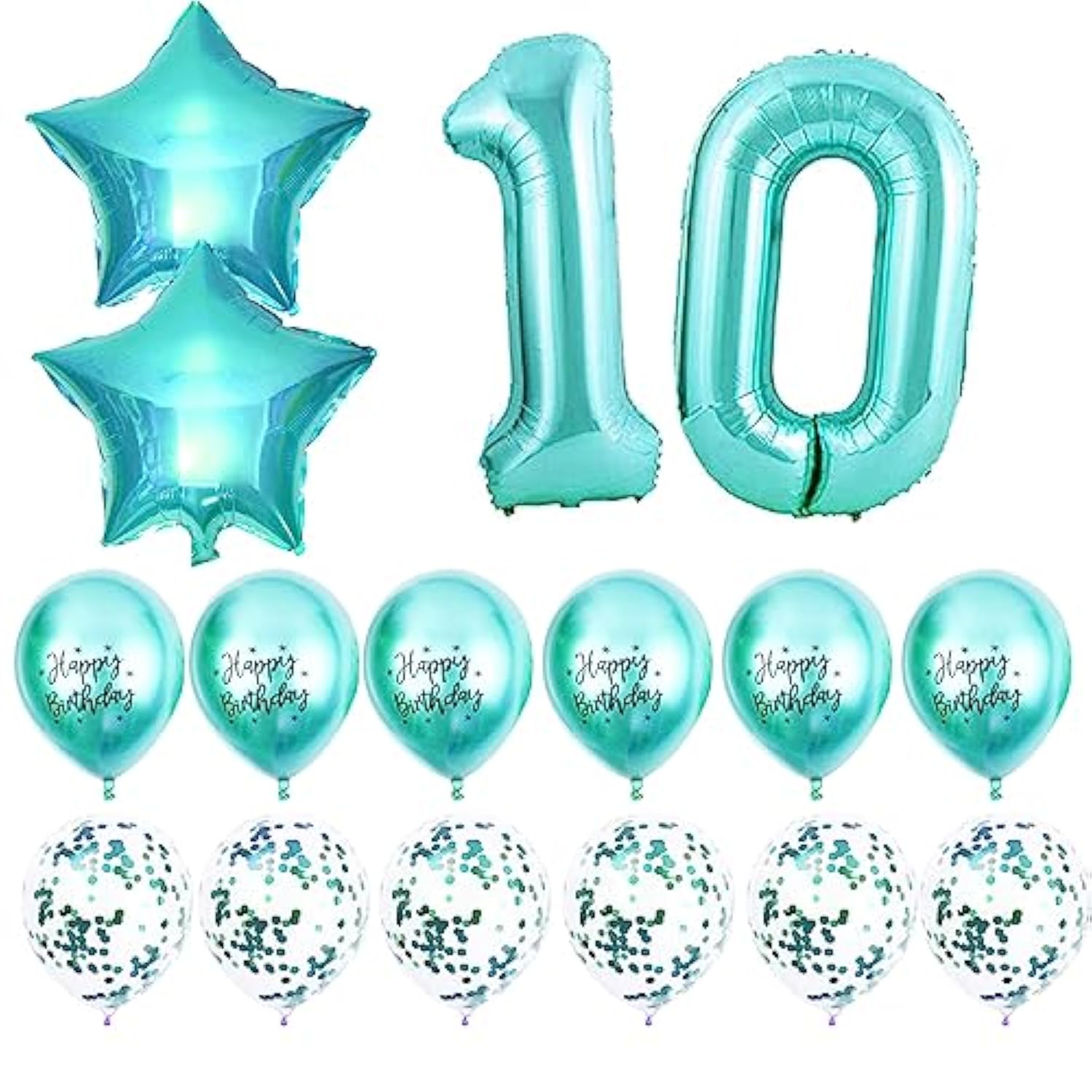 10th Birthday Decorations for Girls, Teal Glitter Sash, Silver Crown, Balloons & More