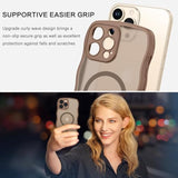 For Magnetic Iphone 13 Pro Case, [Compatible With Magsafe] [Curly Wave Frame Design] Non-Slip Easier Grip Shockproof Protective Bumper Cute Phone Cover For Iphone 13 Pro 6.1", Desert Titanium