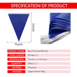 100 Feet Solid Blue Pennant Banner Flags String Triangle Bunting Flags,Decorations For Grand Opening,Birthday Party,Festival Celebration