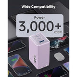 128W USB-C Wall Charger 3-Port GaN Fast Foldable Adapter for MacBook iPad iPhone Purple