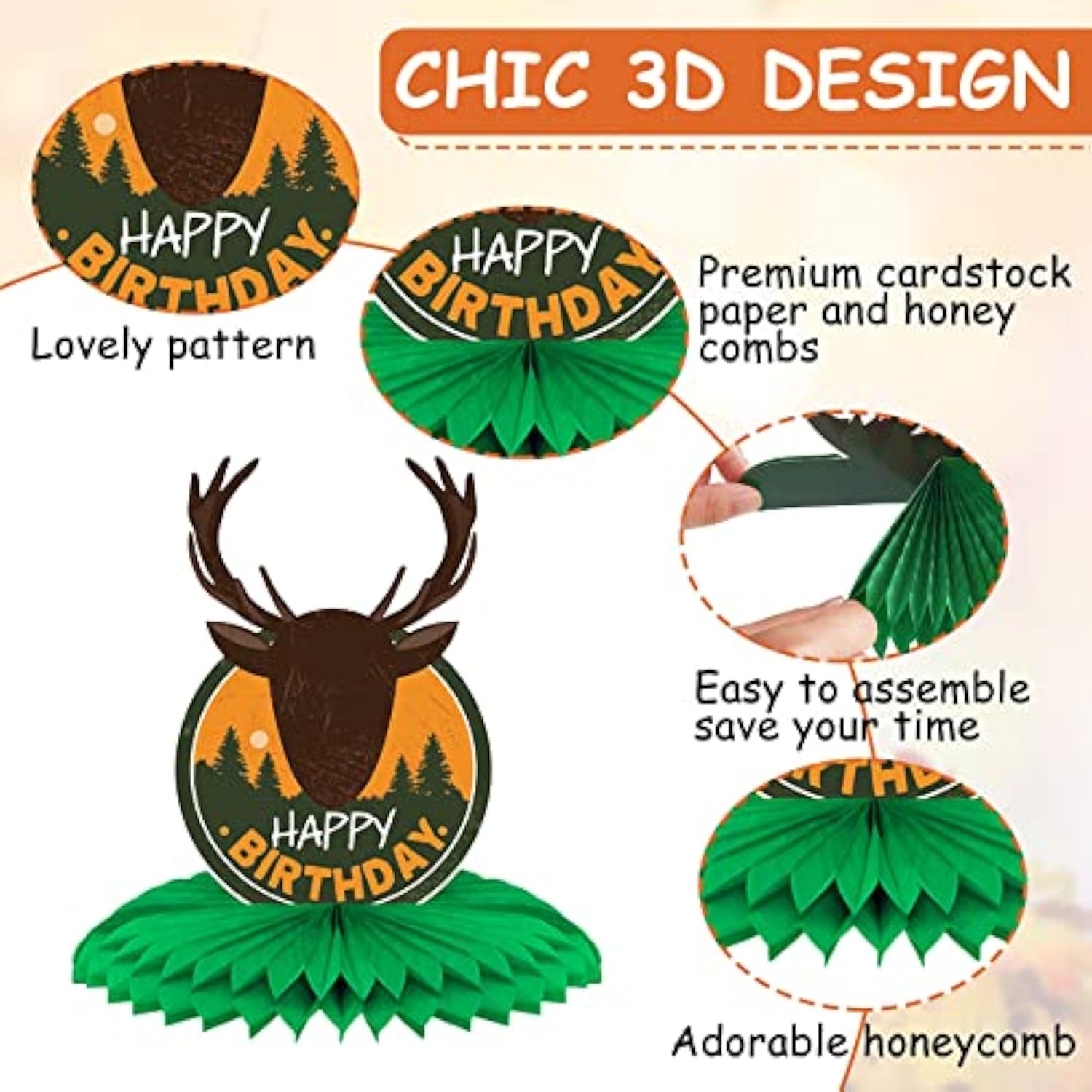 12 Pieces Hunting Birthday Decorations Hunting Table Centerpieces Camo