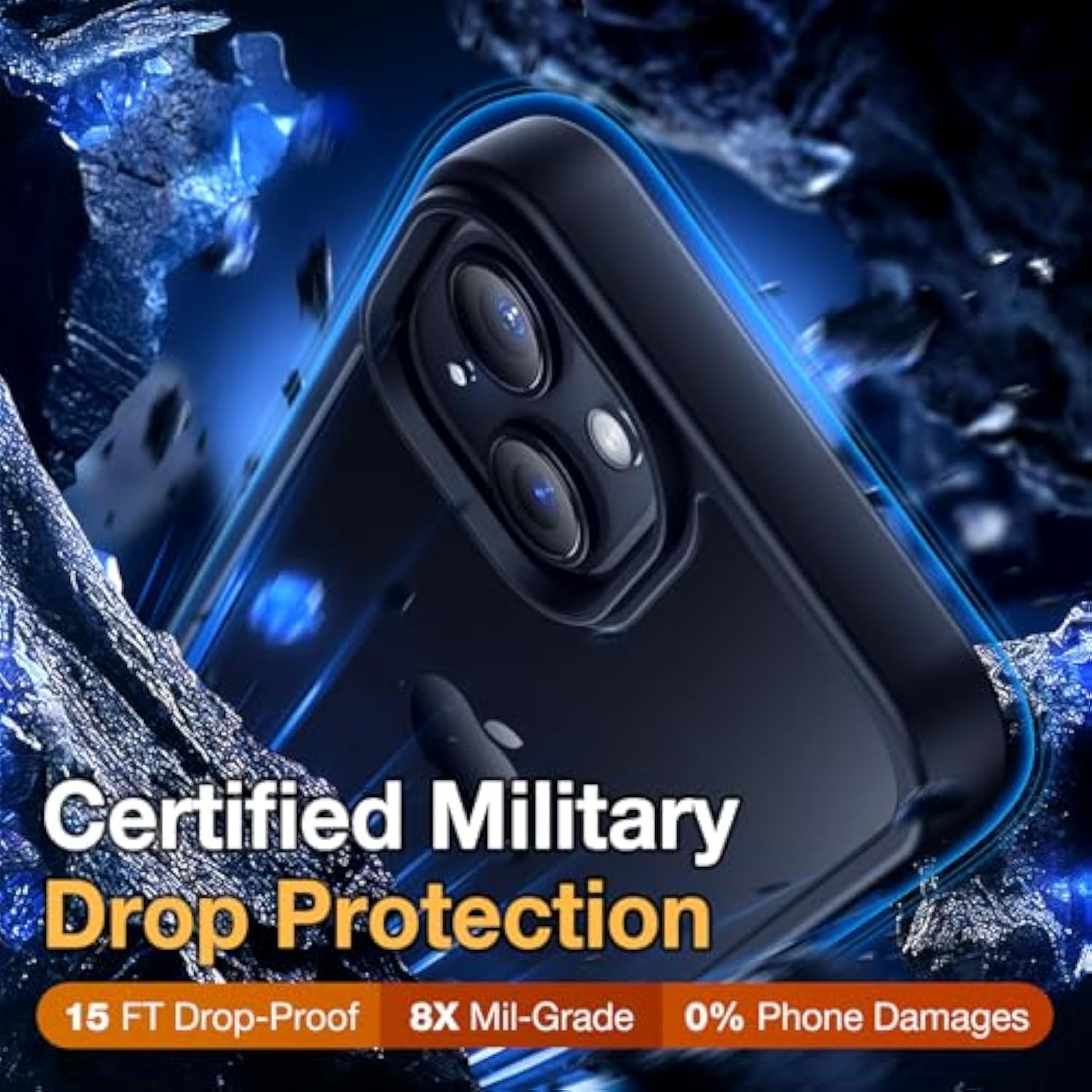 For Iphone 14 Phone Case, Shockproof For Iphone 13 Case, Military Grade Drop Protection, Protective Hard Back Slim Translucent Case For I 13 Phone Case/Iphone 14 Case 6.1'', Frosted Black