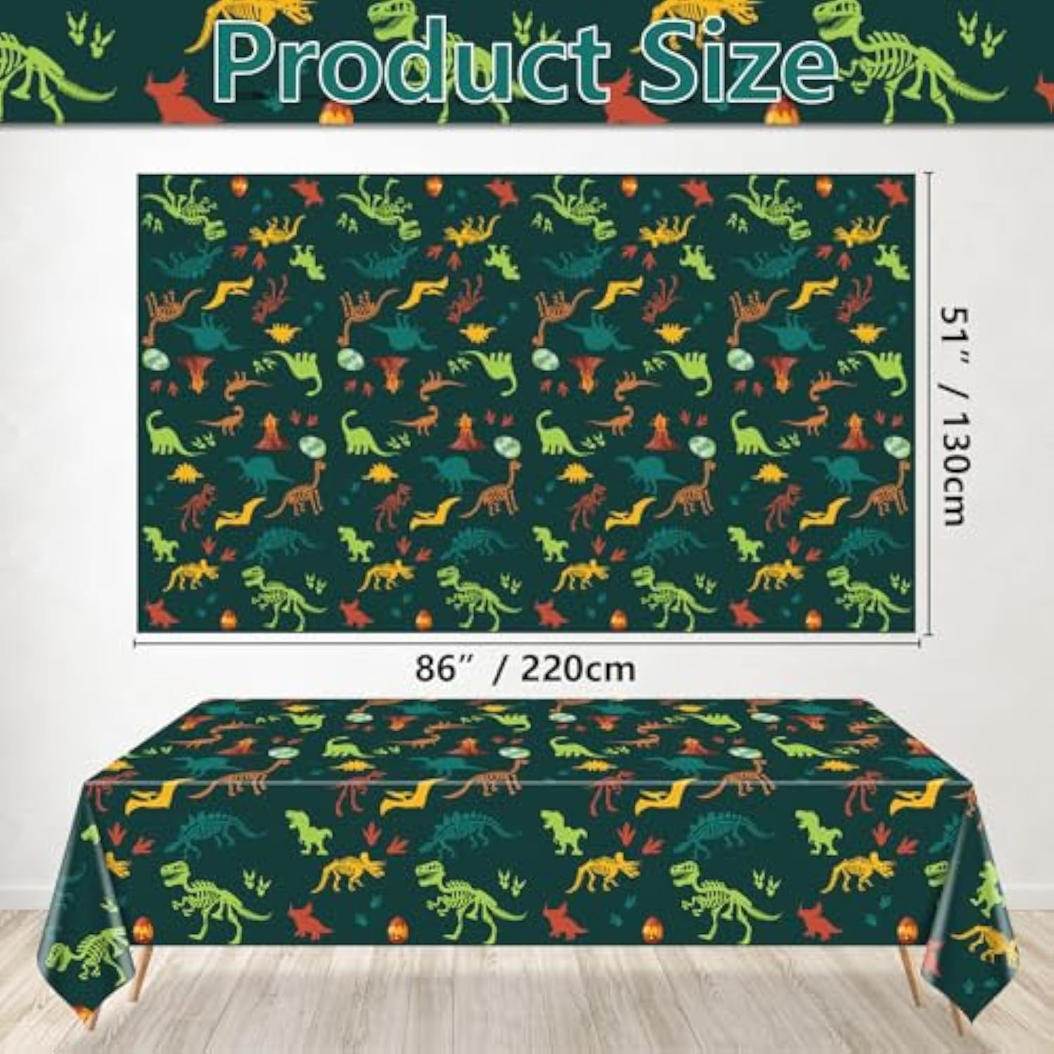 4 Dinosaur Tablecloths - 51 X 86.6 Dinosaur Fossil Table Cover, Rectangular Table Decorations For Kids Boy Baby Shower Birthday Party Supplies