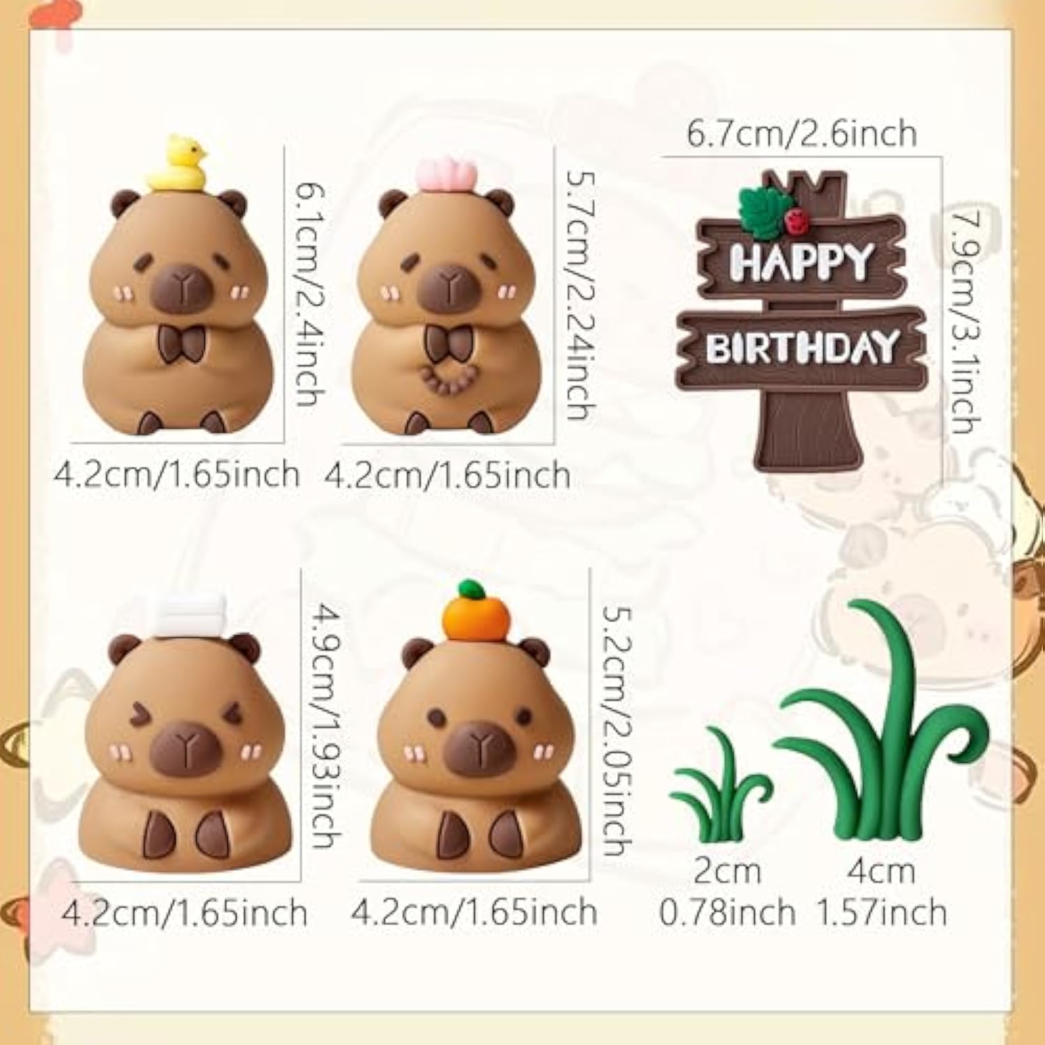Capybara Cake Toppers Mini Blowfish Party Supplies for Capybara Birthday & Baby Shower