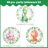 48Pcs Baby Dinosaur Paper Plates Dinosaur Birthday Party Decorations Dino Theme Tableware Decorations For Dino Roar Party Baby Shower Supplies, 7.1 Inches